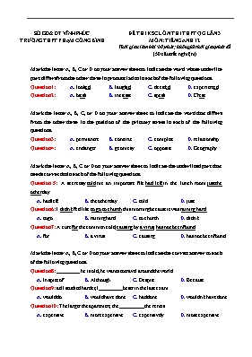 Đề thi khảo sát chất lượng ôn thi THPT Quốc gia lần III môn Tiếng Anh - Năm học 2016-2017 - Trường THPT Ngô Gia Tự (Có đáp án)